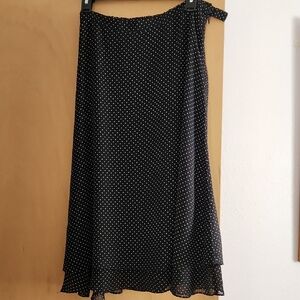 Black Polka Dot Maxi Skirt - Classic A-Line Style